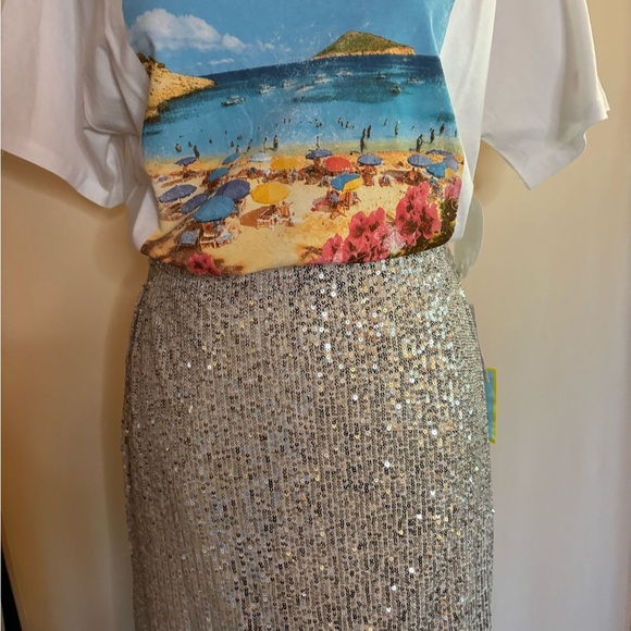 CeCe Gold Sequin Midi Pencil Skirt Cocktail - Picture 3 of 9